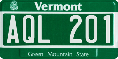 VT license plate AQL201