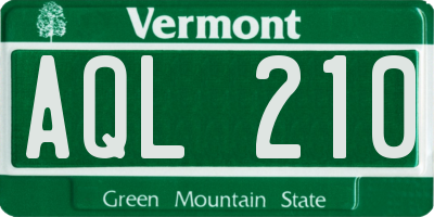 VT license plate AQL210