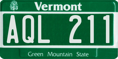 VT license plate AQL211