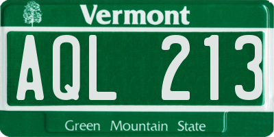 VT license plate AQL213