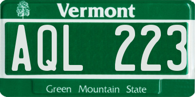 VT license plate AQL223
