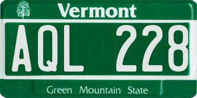 VT license plate AQL228