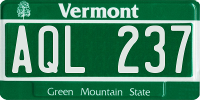 VT license plate AQL237