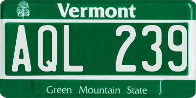 VT license plate AQL239