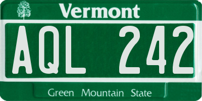 VT license plate AQL242