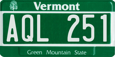 VT license plate AQL251