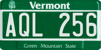 VT license plate AQL256