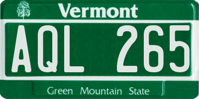 VT license plate AQL265