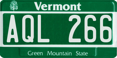VT license plate AQL266