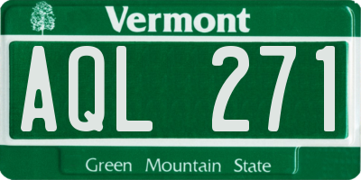 VT license plate AQL271