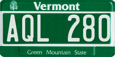 VT license plate AQL280
