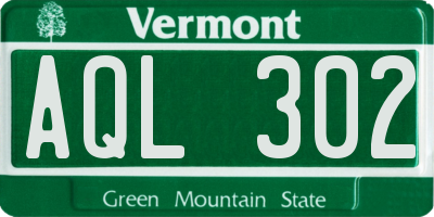 VT license plate AQL302
