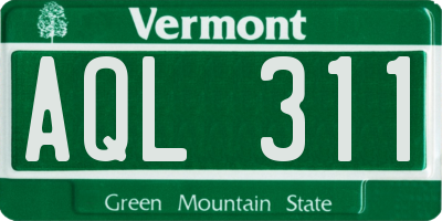 VT license plate AQL311