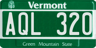 VT license plate AQL320