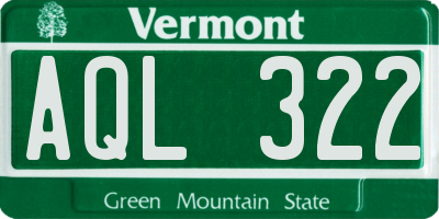 VT license plate AQL322