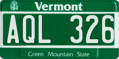 VT license plate AQL326
