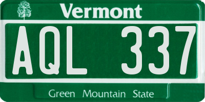 VT license plate AQL337