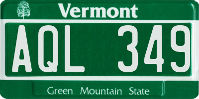 VT license plate AQL349