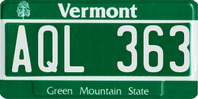 VT license plate AQL363