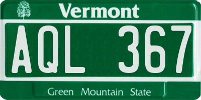 VT license plate AQL367