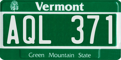 VT license plate AQL371
