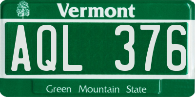 VT license plate AQL376