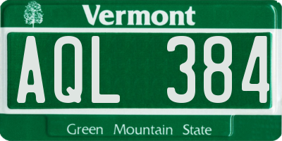 VT license plate AQL384