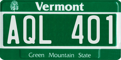 VT license plate AQL401