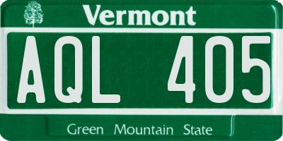 VT license plate AQL405