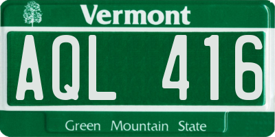 VT license plate AQL416