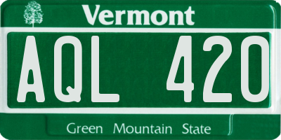 VT license plate AQL420