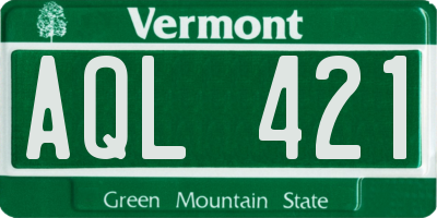 VT license plate AQL421