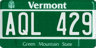 VT license plate AQL429