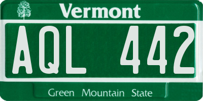 VT license plate AQL442