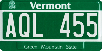 VT license plate AQL455