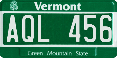 VT license plate AQL456