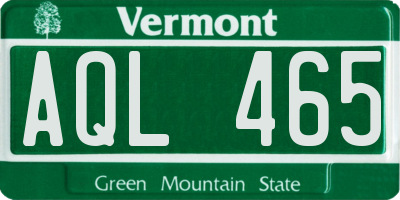 VT license plate AQL465