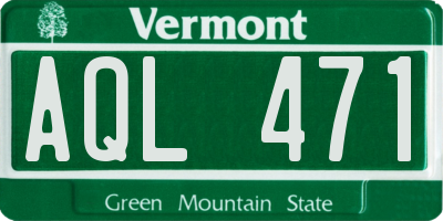 VT license plate AQL471