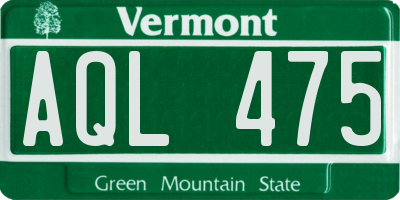 VT license plate AQL475