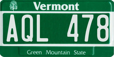 VT license plate AQL478