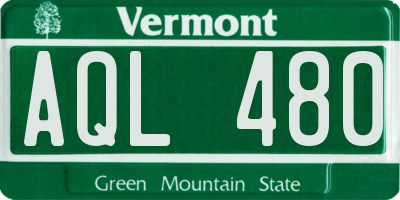 VT license plate AQL480
