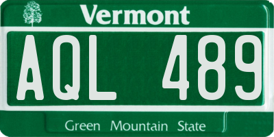 VT license plate AQL489