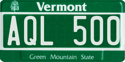 VT license plate AQL500