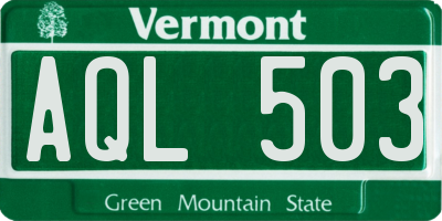 VT license plate AQL503