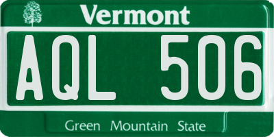 VT license plate AQL506