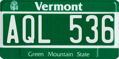 VT license plate AQL536
