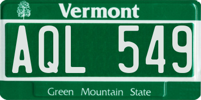 VT license plate AQL549