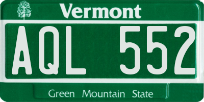 VT license plate AQL552