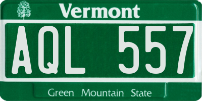 VT license plate AQL557
