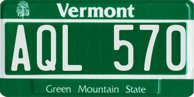 VT license plate AQL570
